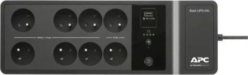 UPS 650 VA, 400 W, 8 Schuko izhodov, 1 USB, črn APC BE650G2-FR