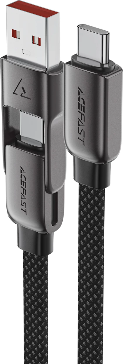 Kabel za hitro polnjenje in prenos podatkov Acefast C13-05, USB-C na USB-A/USB-C, 0,2 m, 480 Mb/s, 3A, črn