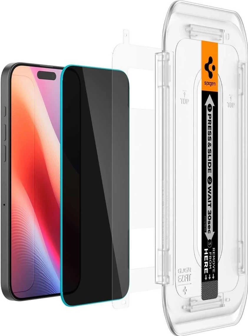 Xham za zasebnost GLAS.TR EZ FIT za Apple iPhone 16 Pro Max, 2-pack, črn - Spigen