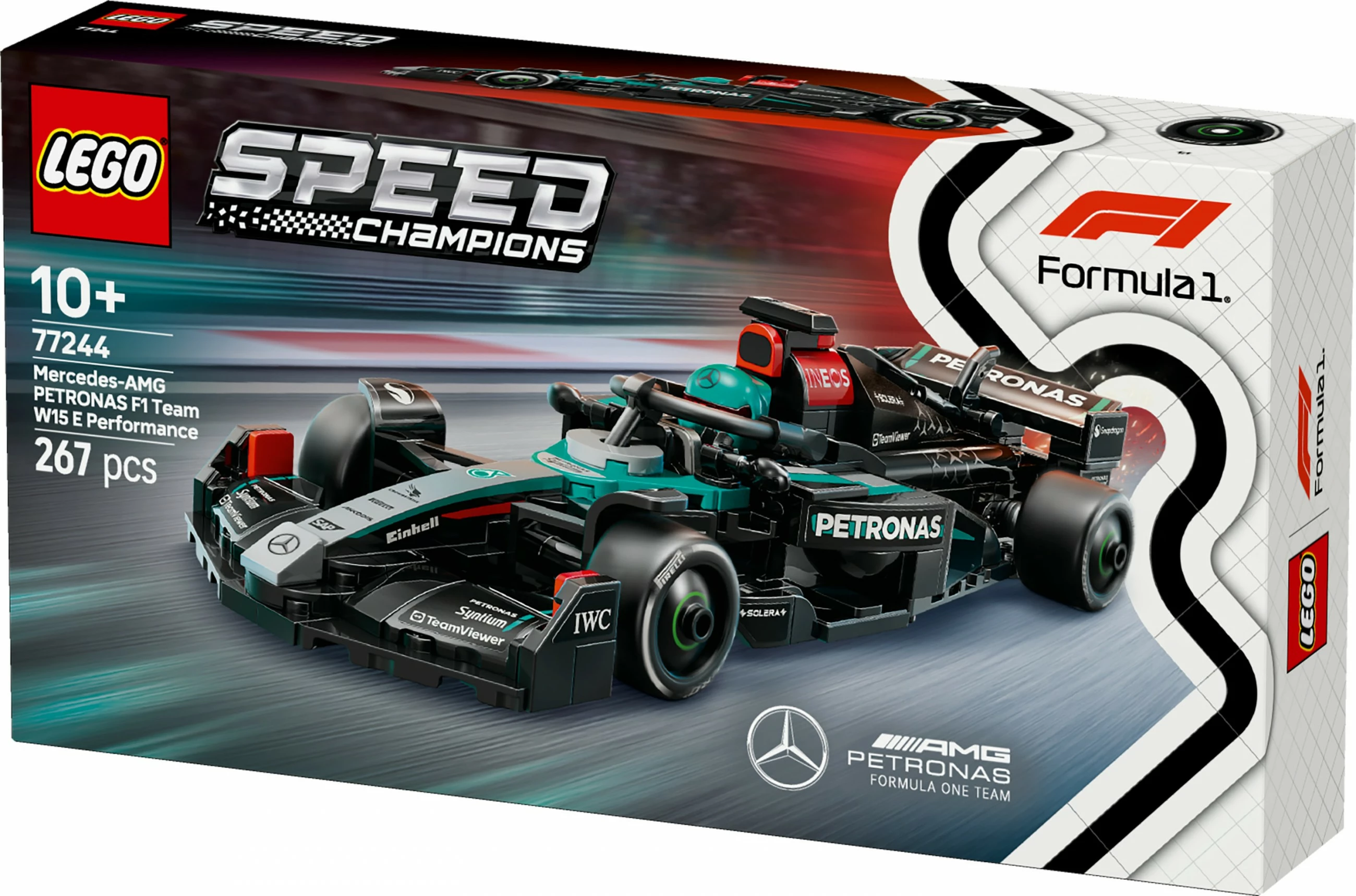Model dirkalnega avtomobila Mercedes-AMG F1 W15, komplet LEGO, 267 kosov, večbarven