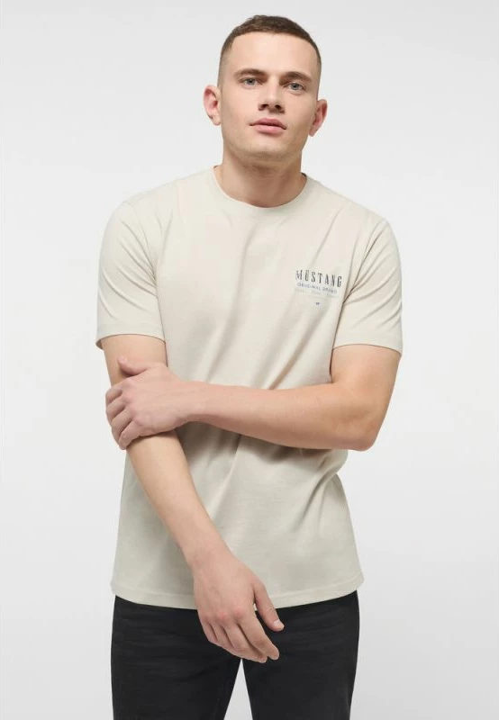 Majica za moške Mustang Alex C Print M T-shirt 1013523 2081, krem
