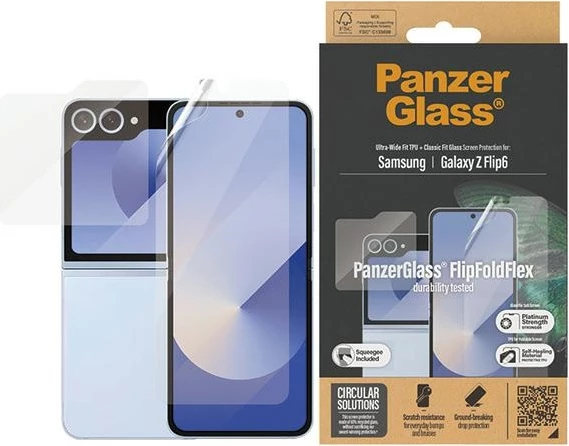 Zaščitni komplet folija in kaljeno steklo za Samsung Galaxy Z Flip 6, PanzerGlass