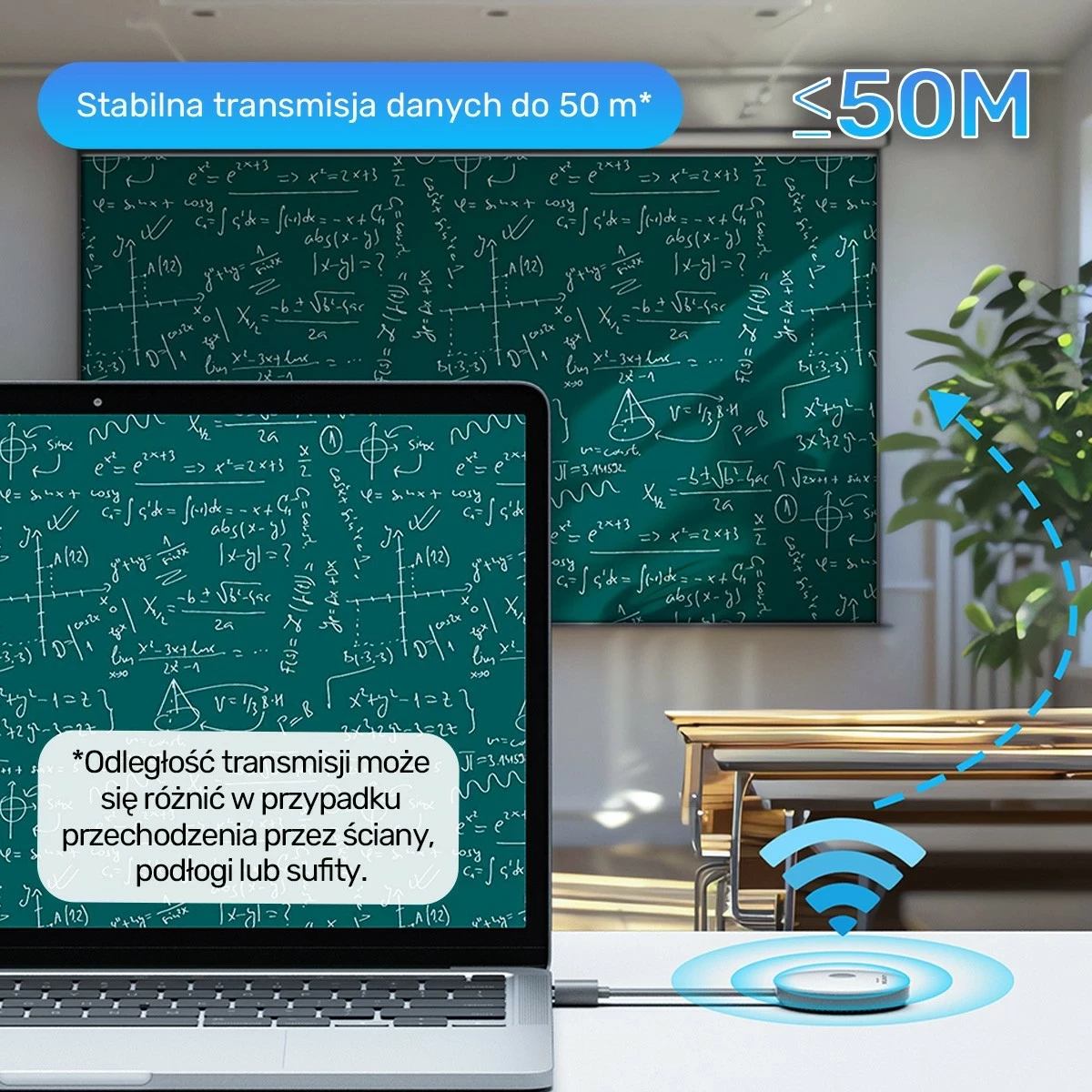 Brezžični HDMI oddajnik in sprejemnik Unitek, podaljšek do 50 m, bel