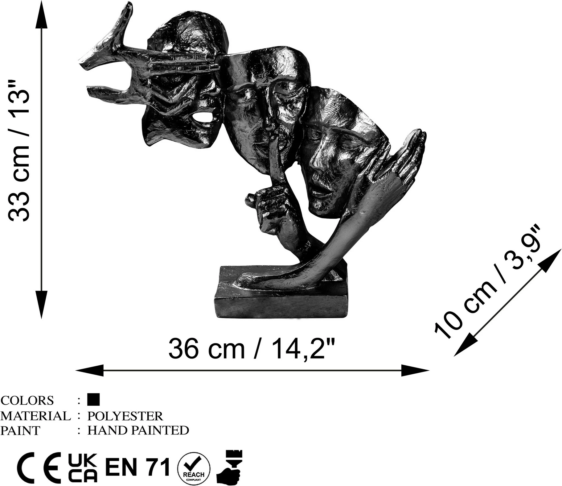 Dekorativni predmet Evila Originals Yak-034-C, črn