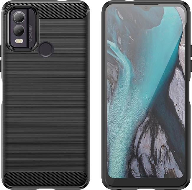 Ovitek iz silikona za Nokia C22 Hurtel Carbon Case, črn