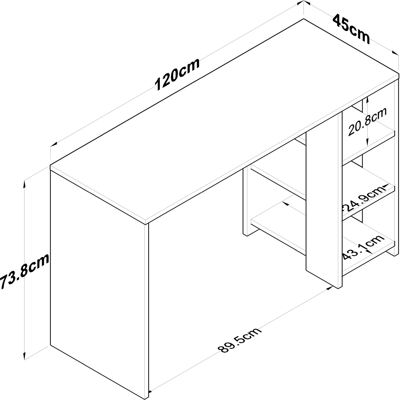 Tavolina za študij, Skye Decor HA108 - 3425, oreh/bela