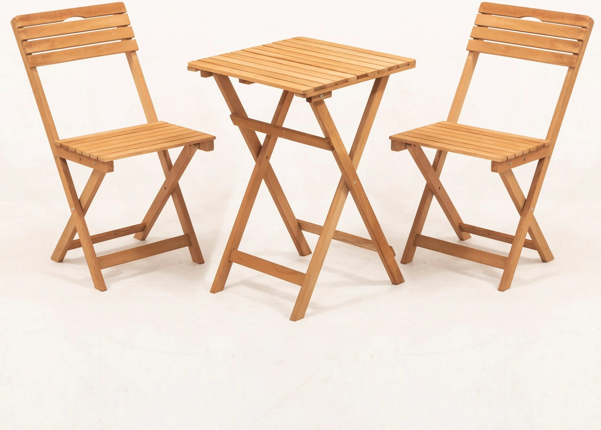 Komplet mize s stoli za teraso, 3-delni, jesen, naravno/krem, Hanah Home My001A