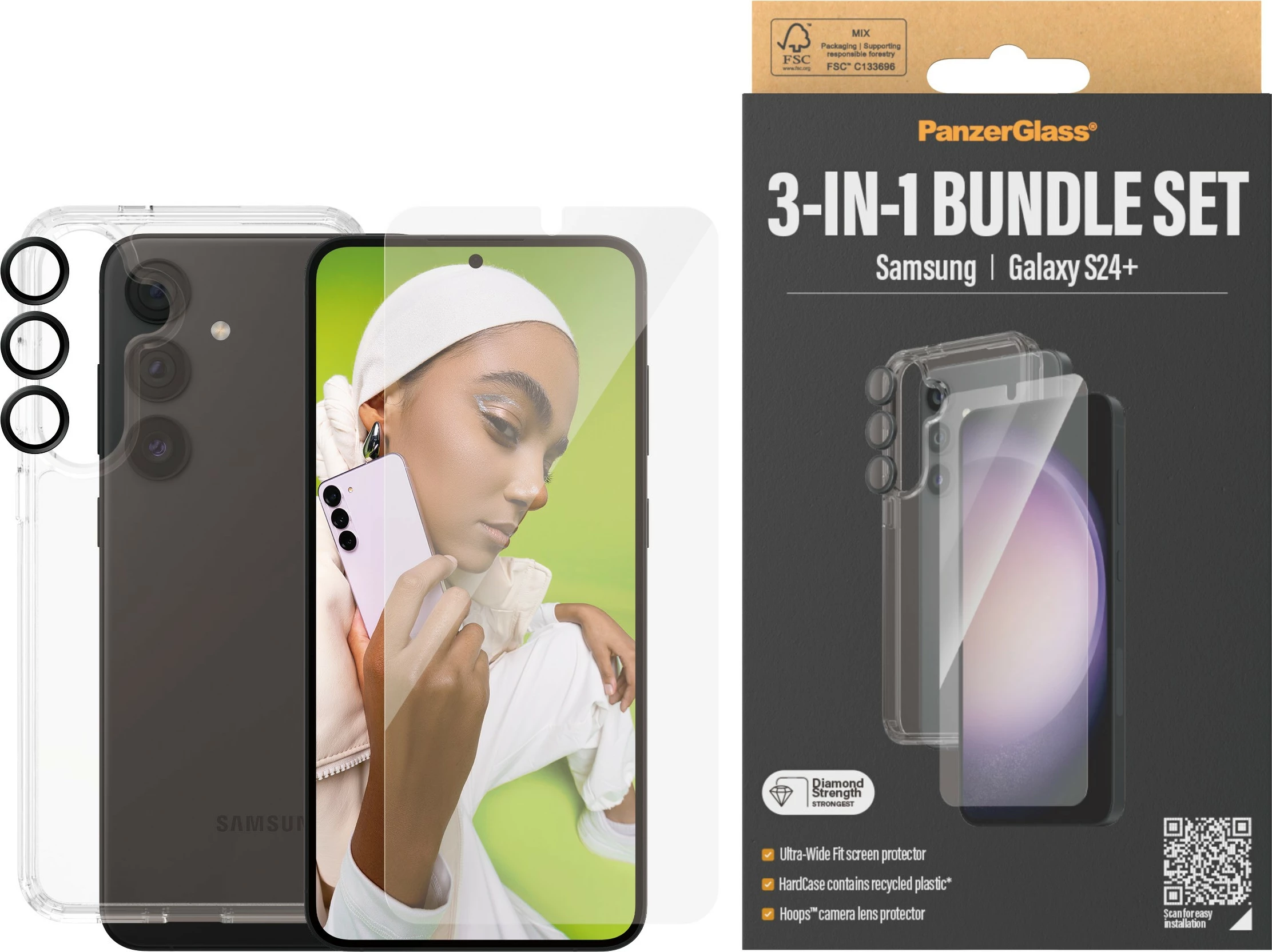 Prozoren ovitek PanzerGlass 3-v-1 za Samsung Galaxy S24 Plus