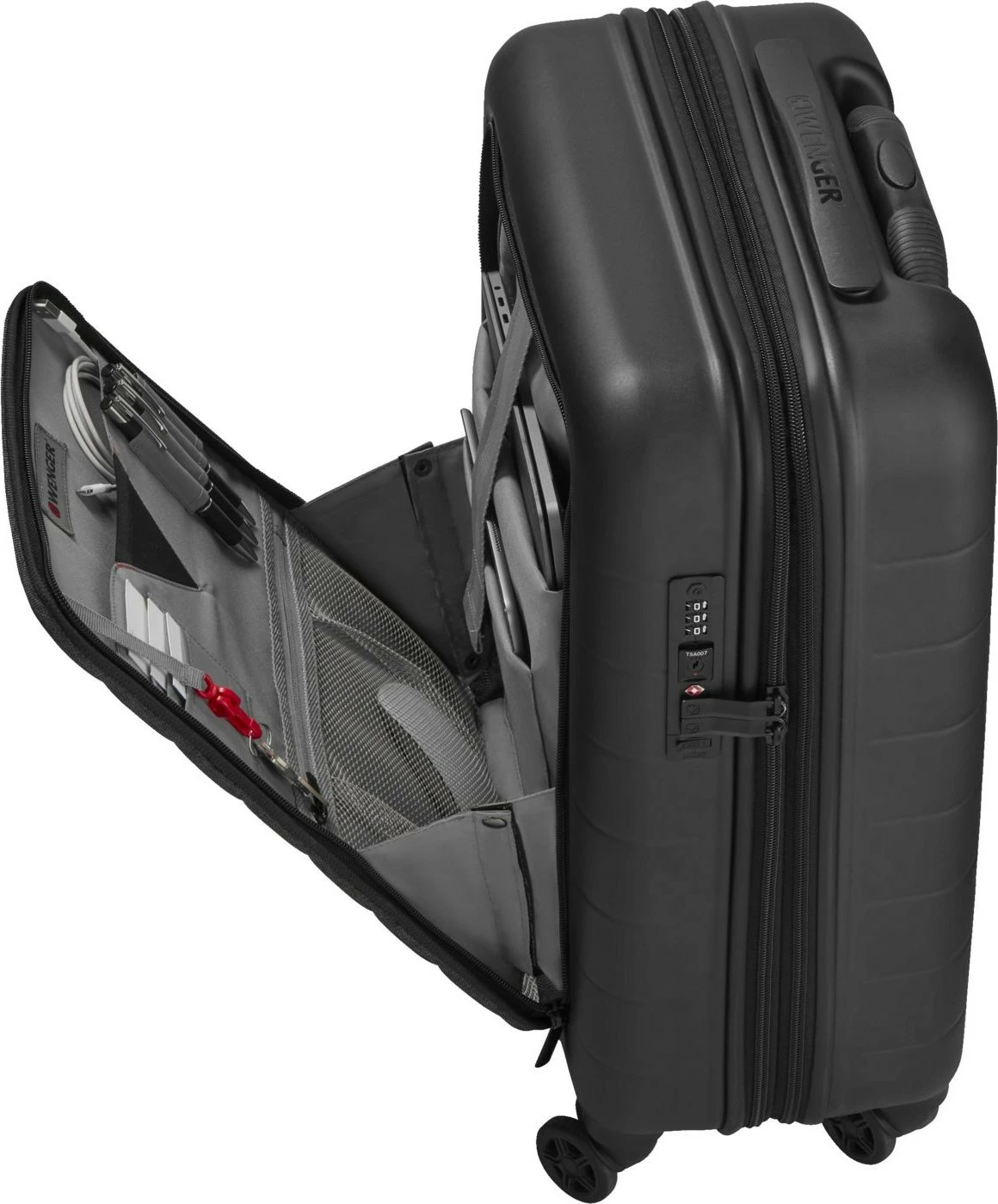 Potovalna ročna prtljaga z oddelkom za prenosnik, Wenger Syntry, črno/siva