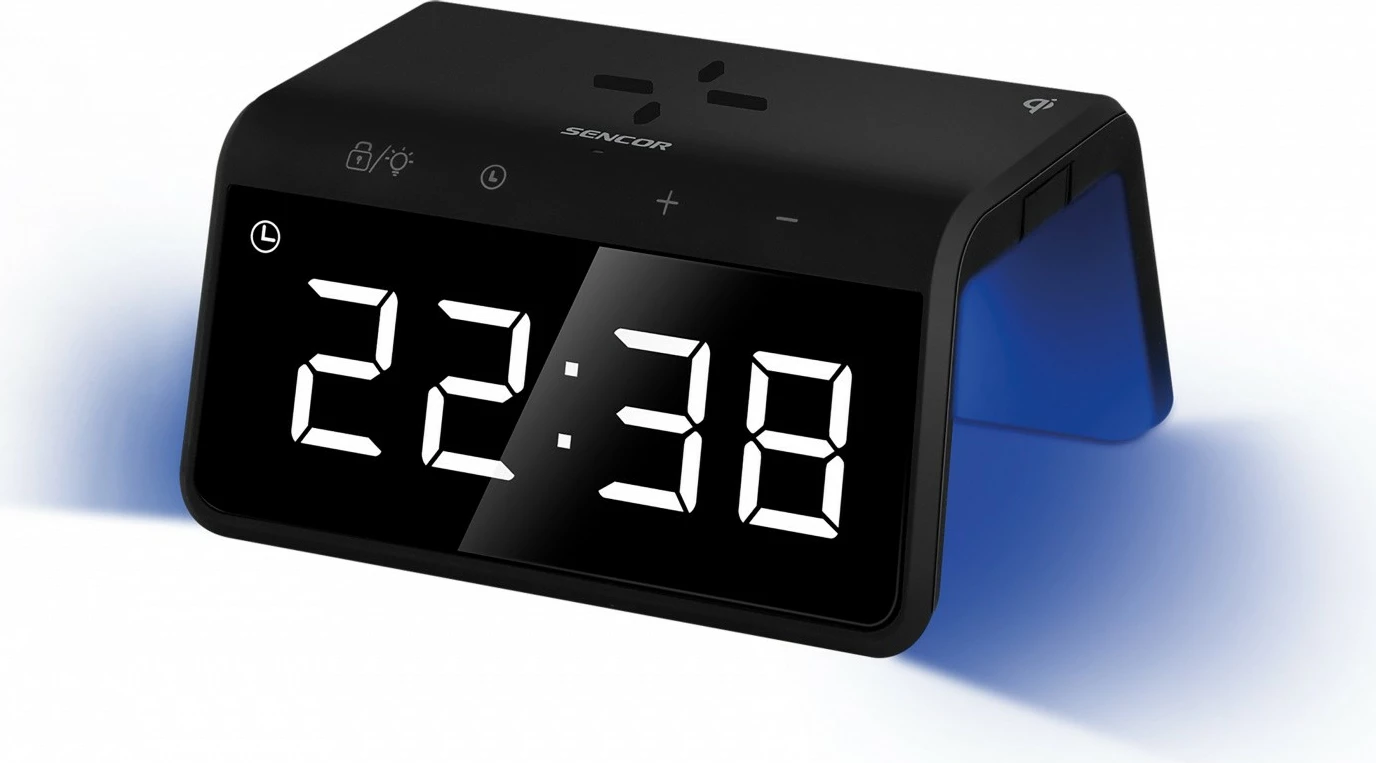 Dvojni alarm z brezžičnim polnjenjem (Qi 10W) Sencor SDC 7900Qi, črn
