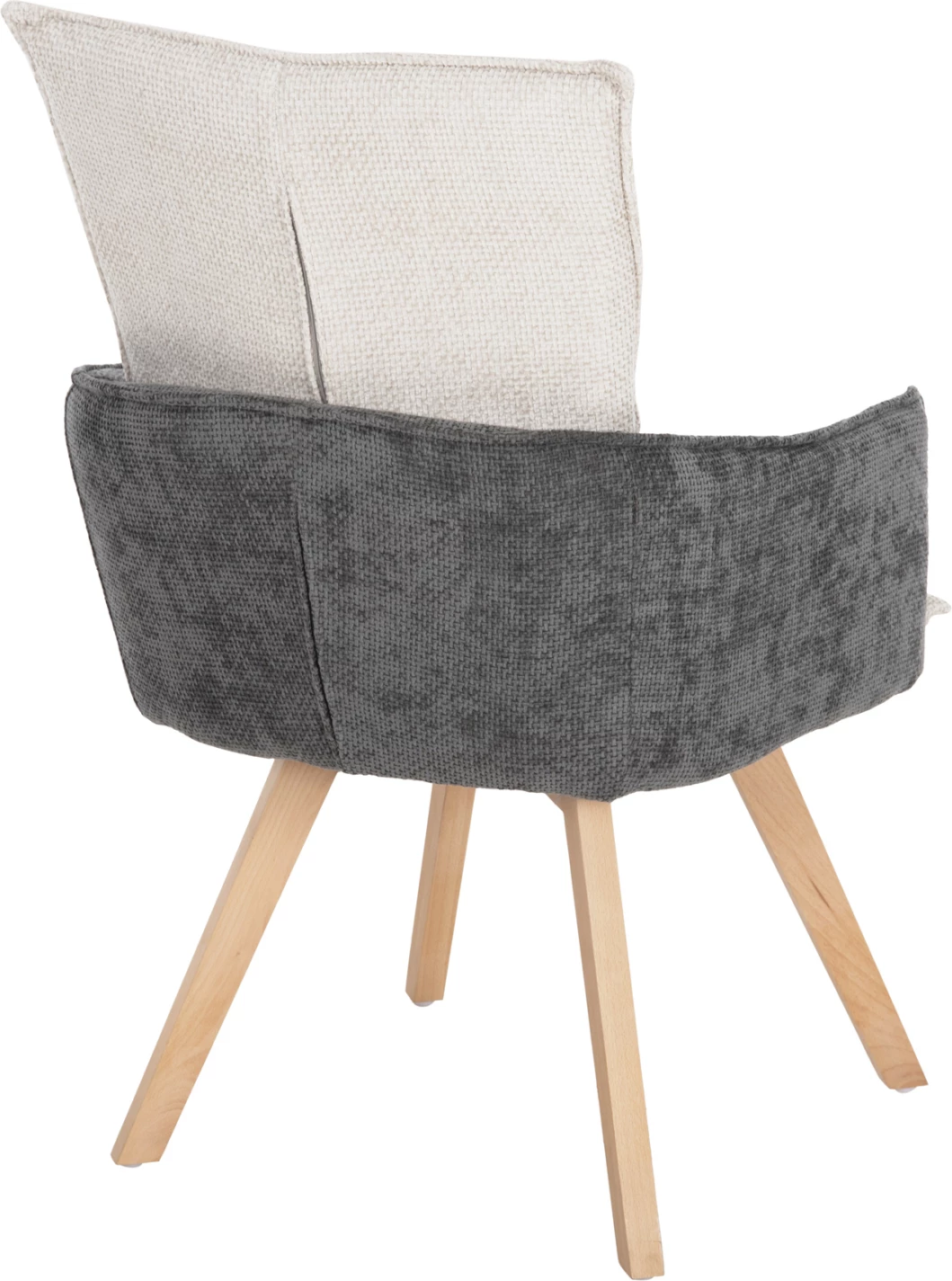 Jedilniški naslanjač REX FH9847.04 iz bež-sive tkanine z nogami iz bukovega lesa 53x60x93Hcm, set 2 kosov