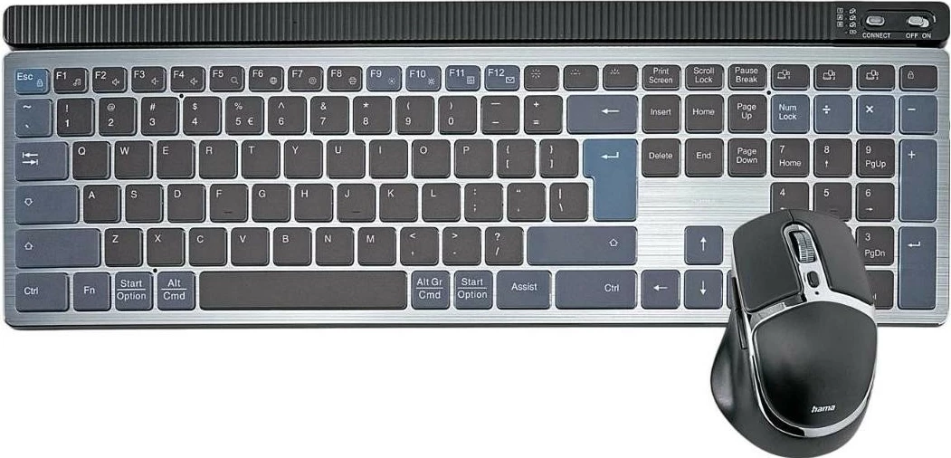 Brezžični komplet tipkovnice in miške Hama WK-750/WKM-750, črno-siv