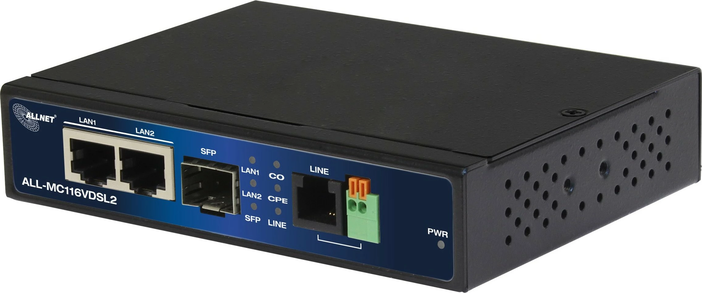 Modem VDSL2 ALLNET ALL-MC116VDSL2, 2x RJ45, SFP, 160 Mbit/s, črn