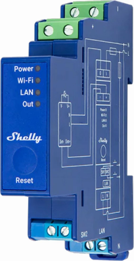 Smart dimmer 0/1-10V PM, Wi‑Fi LAN BT, modra - Shelly Pro Dimmer