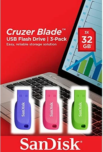 USB ključek 32GB, 3-pack, vijolična/rožnata/zelena Sandisk Cruzer Blade