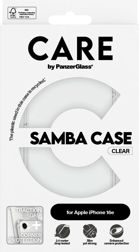 Prozoren ovitek PanzerGlass CARE Case Samba za iPhone 16e