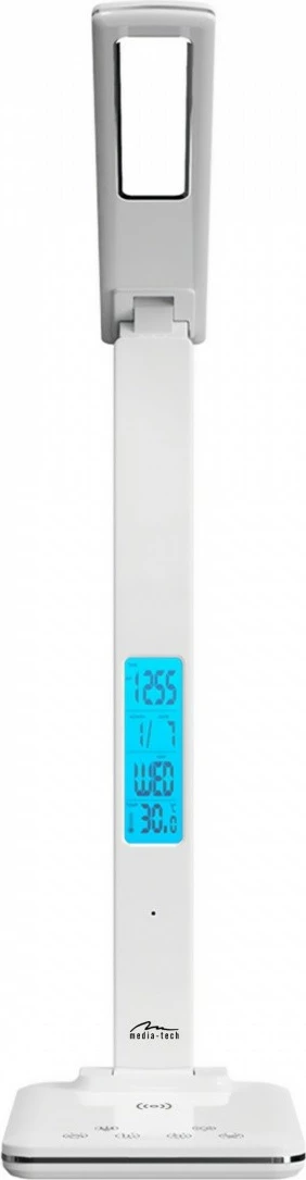 Namizna svetilka z brezžičnim polnjenjem Media-Tech MT222, LED zaslon, bela