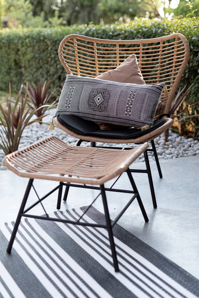 Stolek Butterfly, naraven-črn, 58x59x47,5 cm