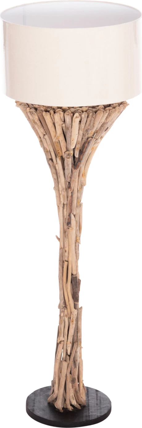 Dekorativna stoječa svetilka, ALTAR FH4433, splavilo les, bel PVC senčnik, Φ45x142H cm