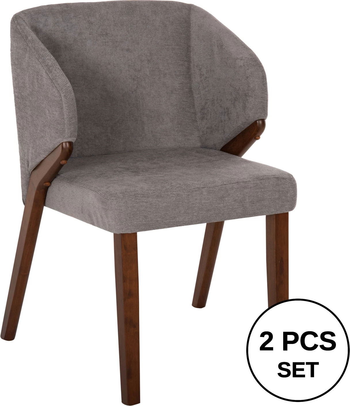 Jedilni stol Radder FH9749 iz kavčukovca v barvi oreha-siva tkanina 50x53x77Hcm, set 2 kosov