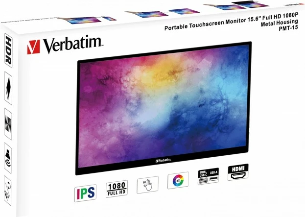 Prenosni zaslon 15,6" Full HD na dotik, Verbatim 49592, črn