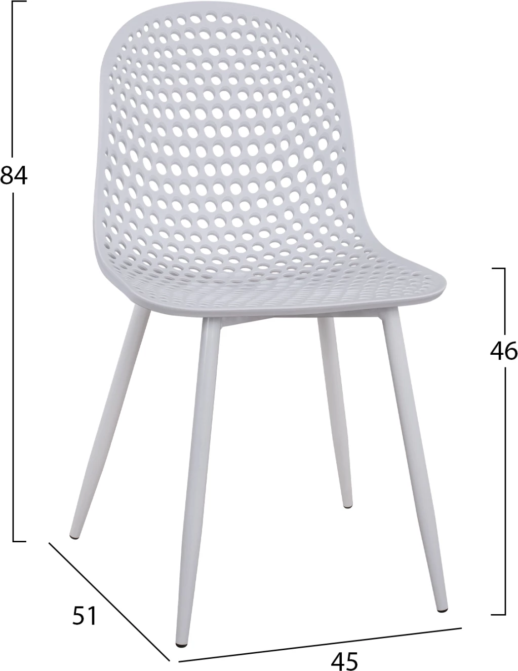 Polipropilenski stol Milana FH8512.01 bel z kovinskimi nogami 47x58x84cm, set 4 kosov