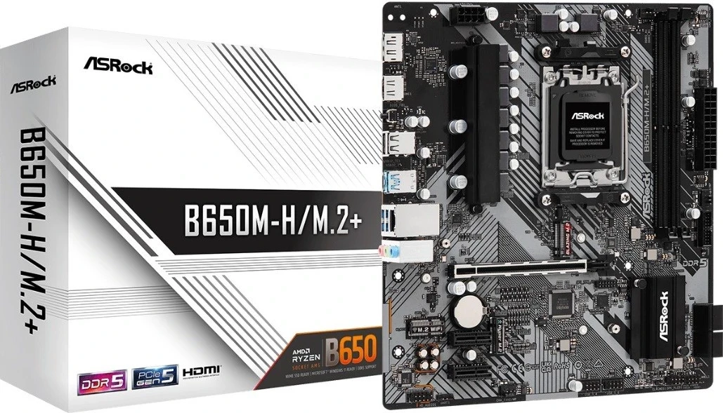Plošča ASRock B650M-H/M.2+, micro ATX, plošča amë