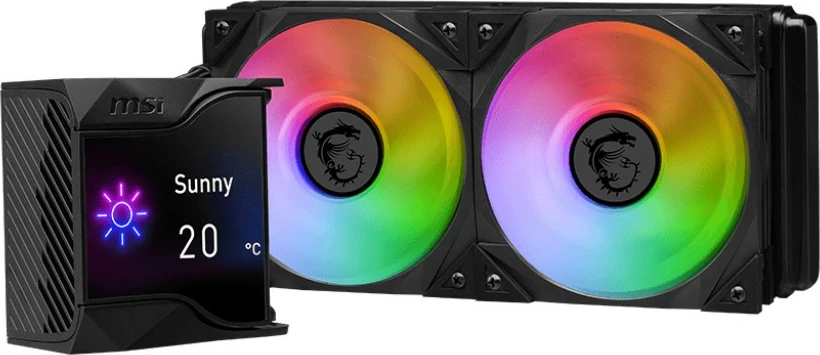 Vodeno hlajenje za procesor MSI MPG Coreliquid D240, 2x120mm, IPS zaslon, ARGB, črno