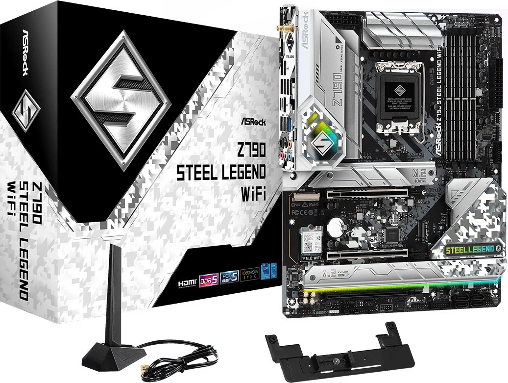 Pllakë amë ASRock Z790 Steel Legend WiFi, Intel, LGA 1700, DDR5-SDRAM, 128 GB, DIMM