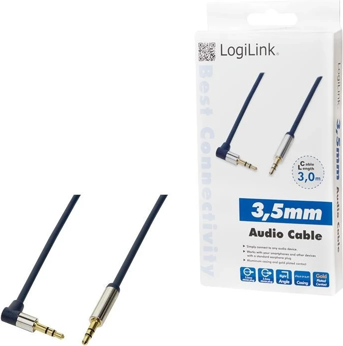 MiniJack kabel, 3,0 m, črn — LogiLink