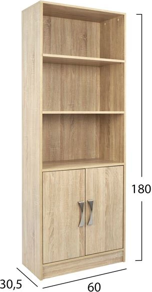 Melaminska knjižna omara FH2027.03 Sonama z kovinskim ročajem 60x30x180