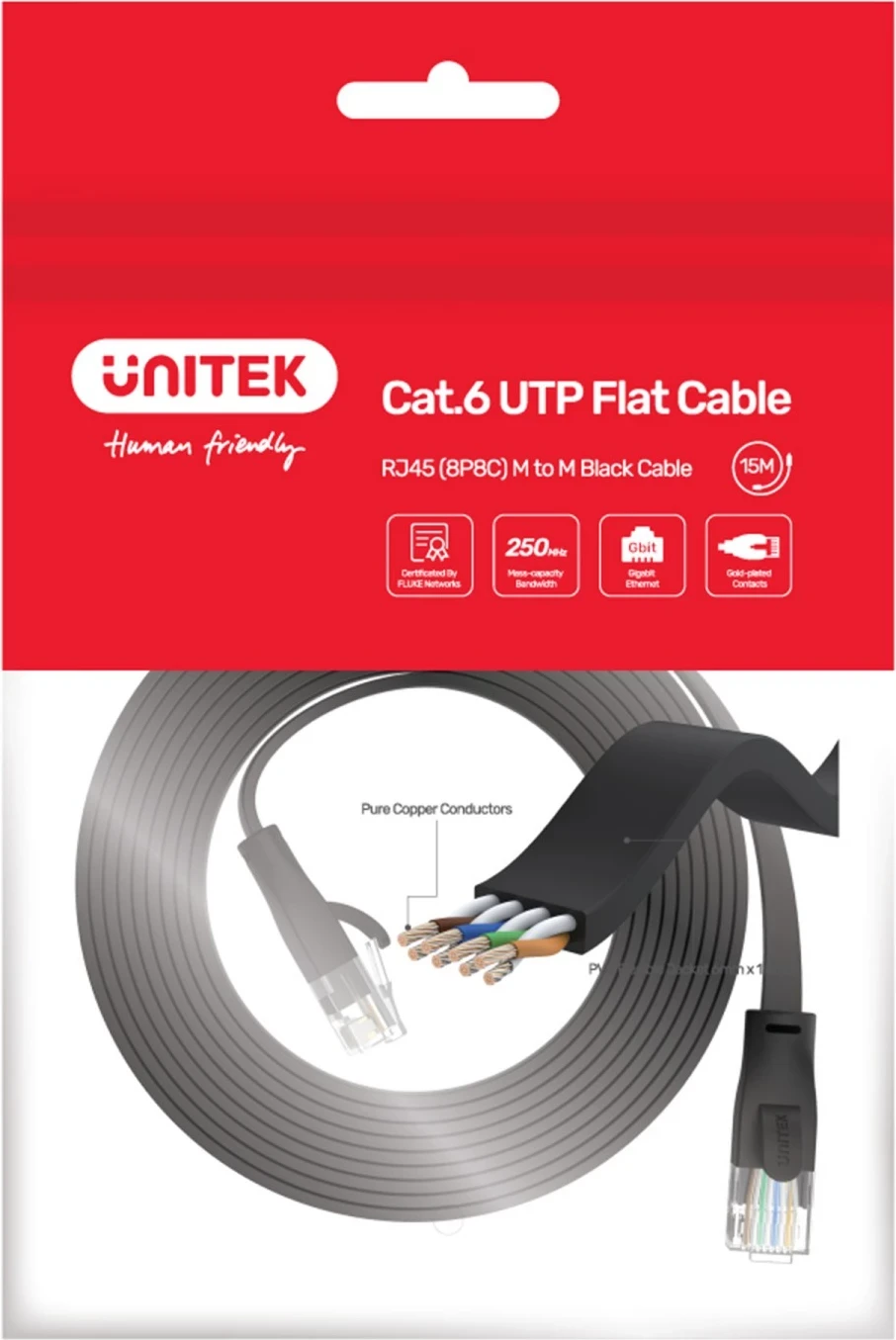 Raven UTP kabel 20,0 m Unitek, črn