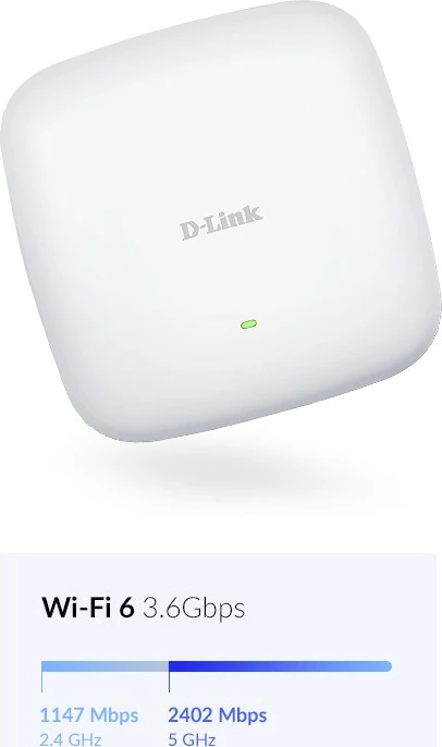 Access point D-Link DAP-X2850, Wi‑Fi 6 (AX3600), 2.5G LAN, PoE, bel