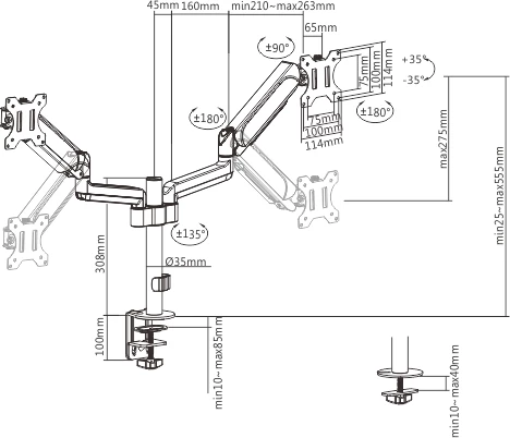 Nosilec za monitor Gembird, črn