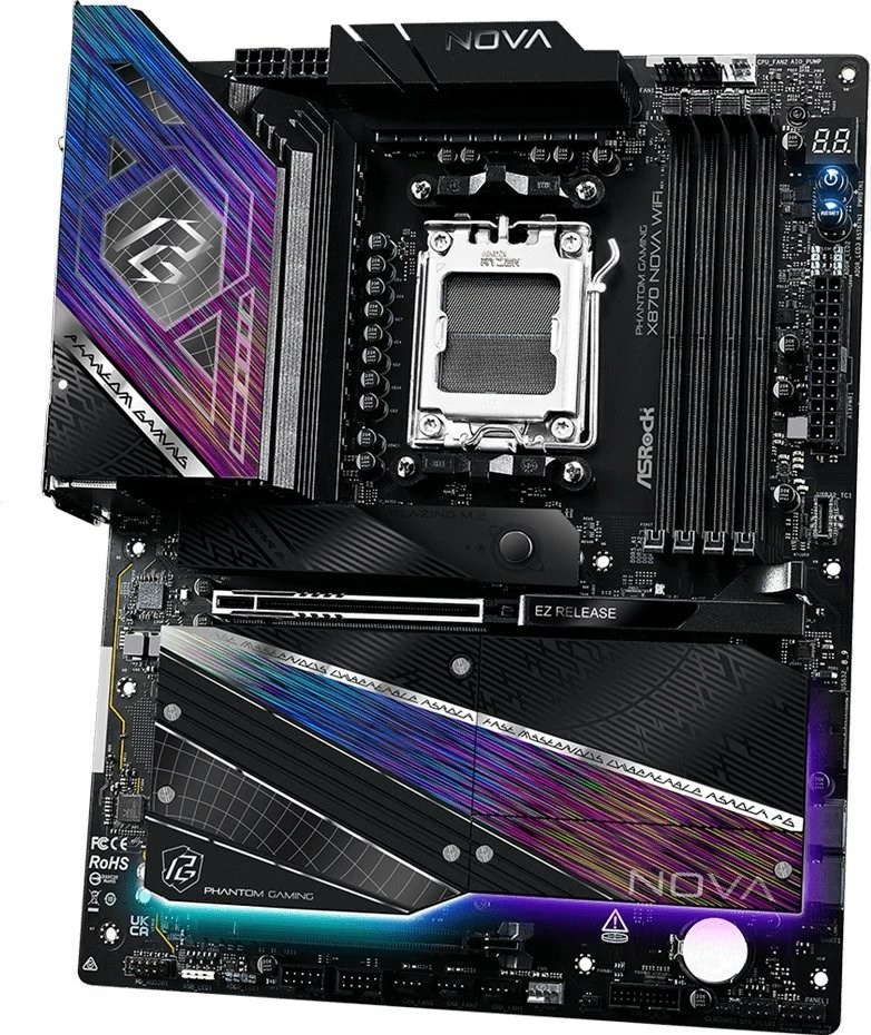 Plošča za matično ploščo Asrock X870 NOVA WIFI, ATX, za AMD, črna