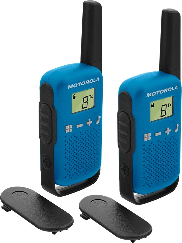 Dvosmerni radio z 16 kanali, LCD zaslon, 4 km, moder/črn Motorola TALKABOUT T42