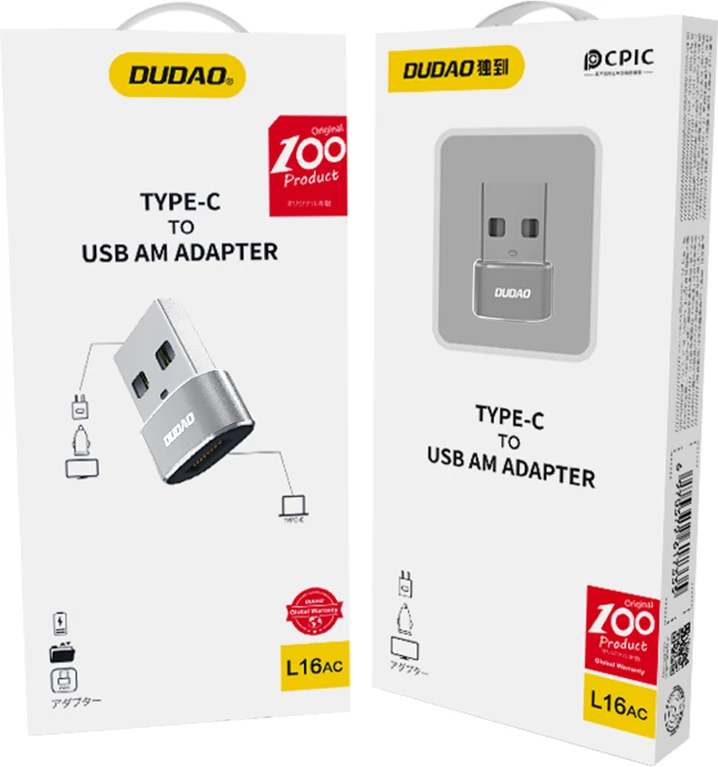 Adapter USB-C na USB-A Dudao L16AC, črn