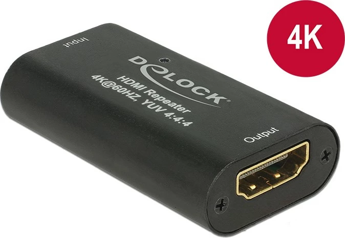 Povečalnik HDMI DeLOCK 11462, 4K, kovina, črno