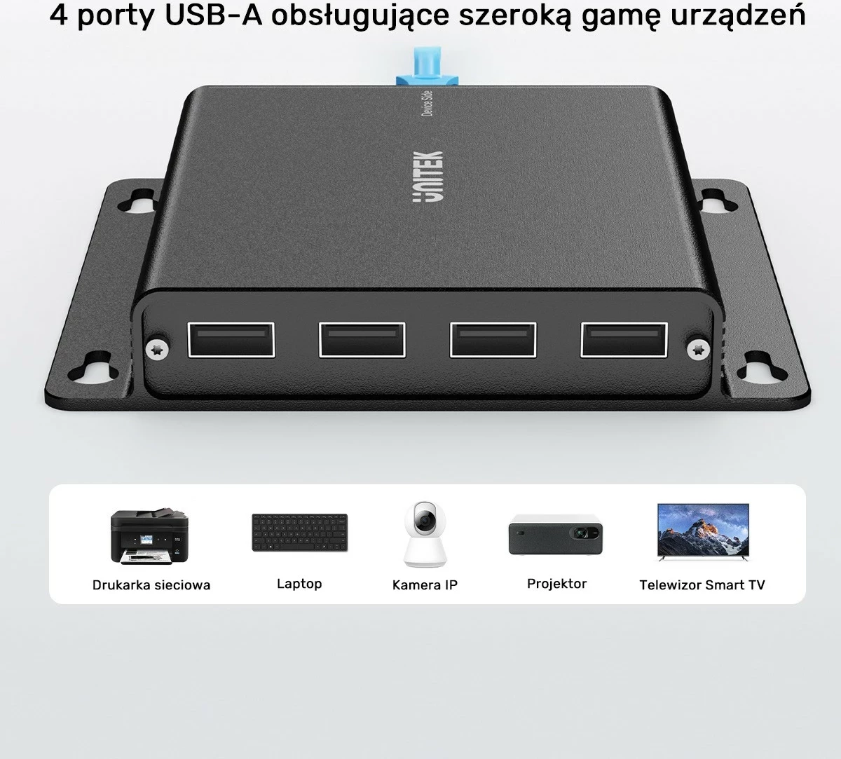 Razširjevalnik USB-C v 4× USB-A, Ethernet, 150 m, 480 Mbps Unitek