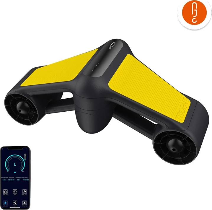 Podvodni skuter, 60 min, 50 m globina, potisk 12 kg, Geneinno S1-Plus, oranžna/rumena