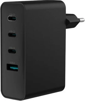 Stenski polnilec Natec Ribera GAN, 100W, 3x USB-C + 1x USB-A, črn