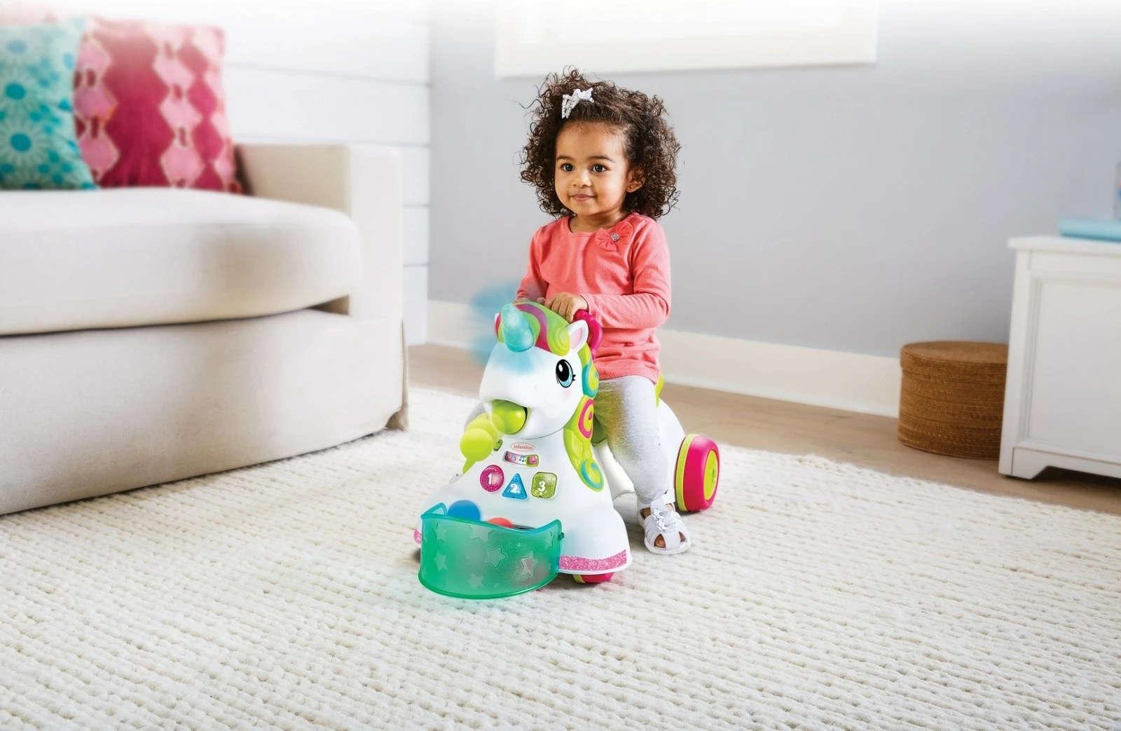 Igrača 3 v 1 (voziček za sedenje, guralica, igralni center) B-kids 150227018N, večbarven, enorog