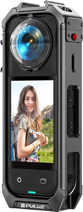 Metalni kovinski ovitek s pokrovom za objektiv Puluz PU748H za Insta360 X5, siv