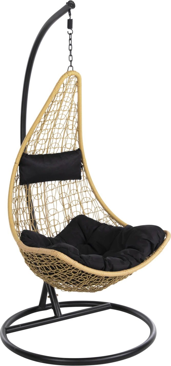 Viseče gnezdo MILLIE FH5996.04 kovinsko črno-sintetični ratan v bež Φ95x195Hcm