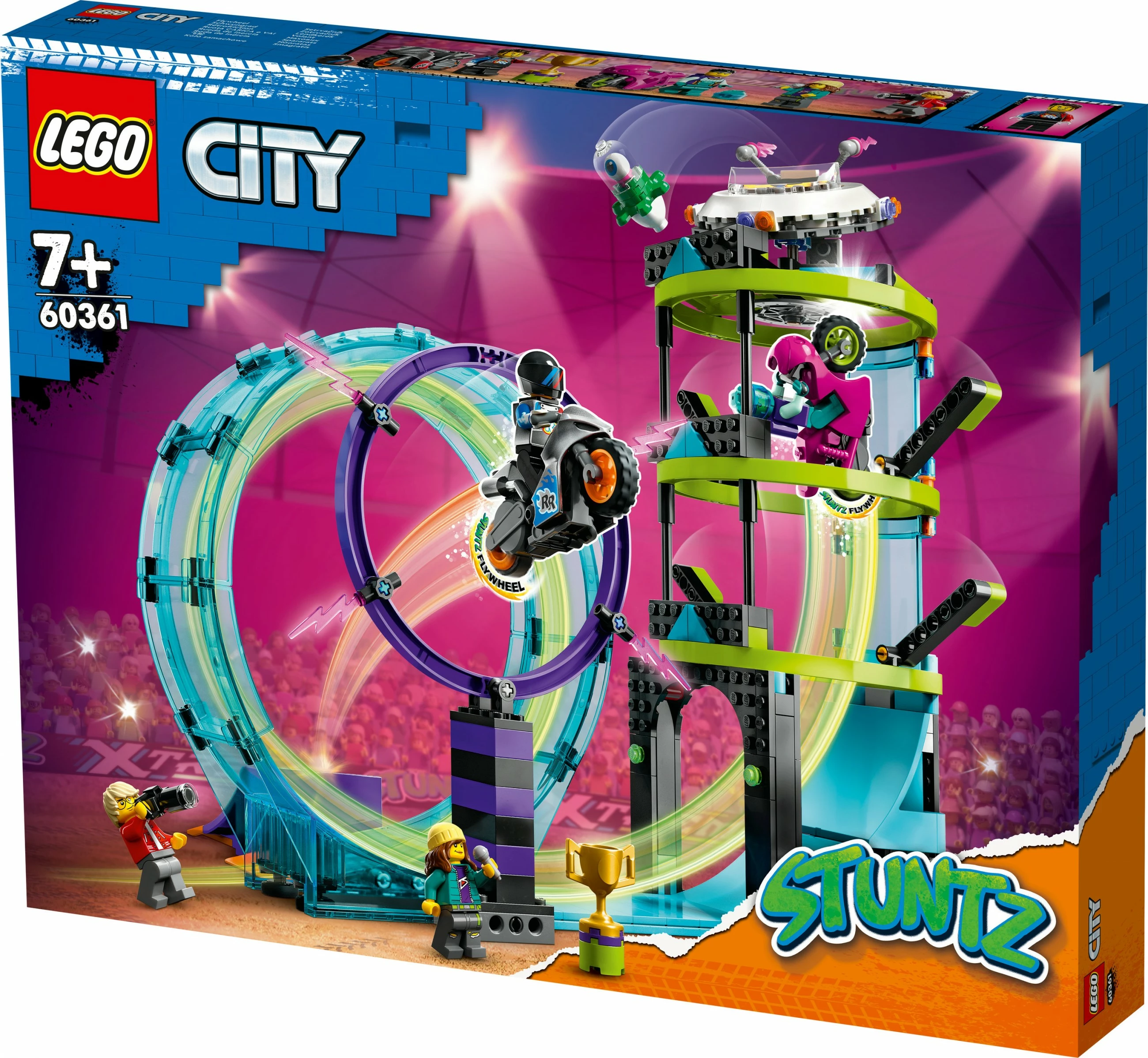Set gradnje Ultimate Stunt Riders Challenge, LEGO City, 385 kosov, večbarven