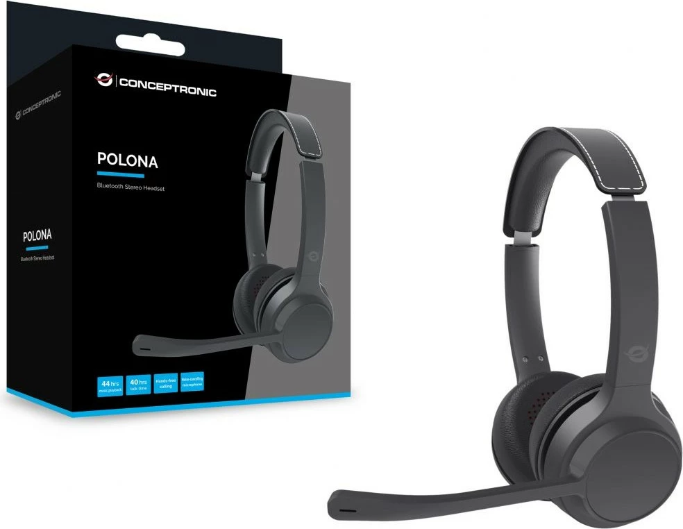 Brezžične stereo slušalke Conceptronic, Bluetooth 5.3, črne