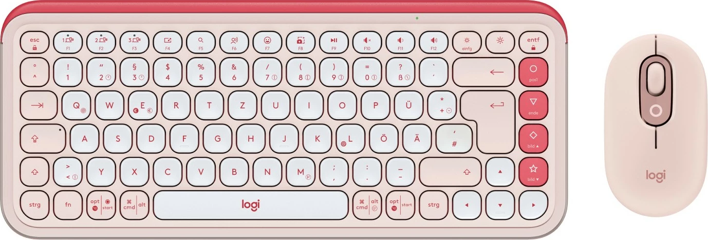 Brezžična tipkovnica z miško POP ICON COMBO Logitech, QWERTZ, Bluetooth, roza/bela