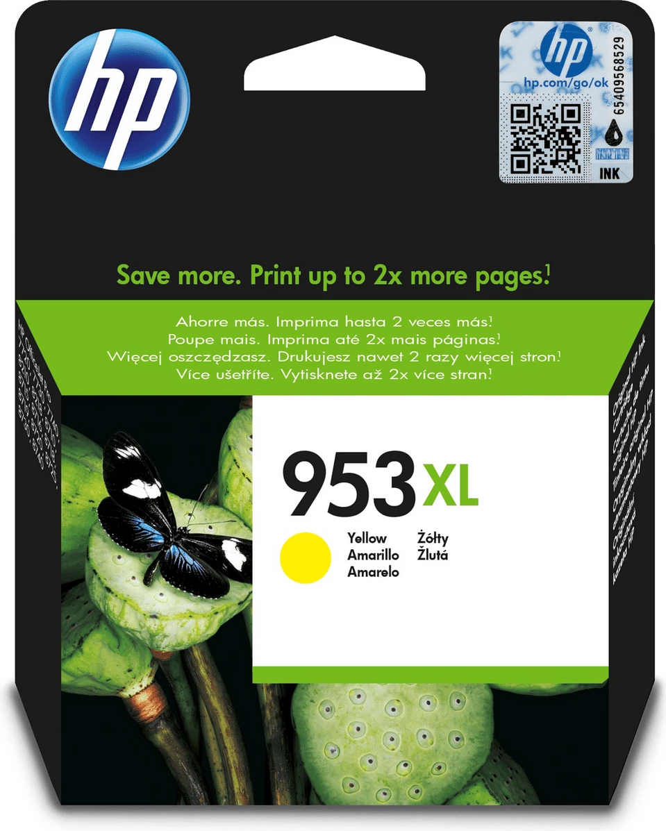 Črnilna kartuša, HP 953XL (F6U18AE), XL 18 ml, do 1450 strani, rumena