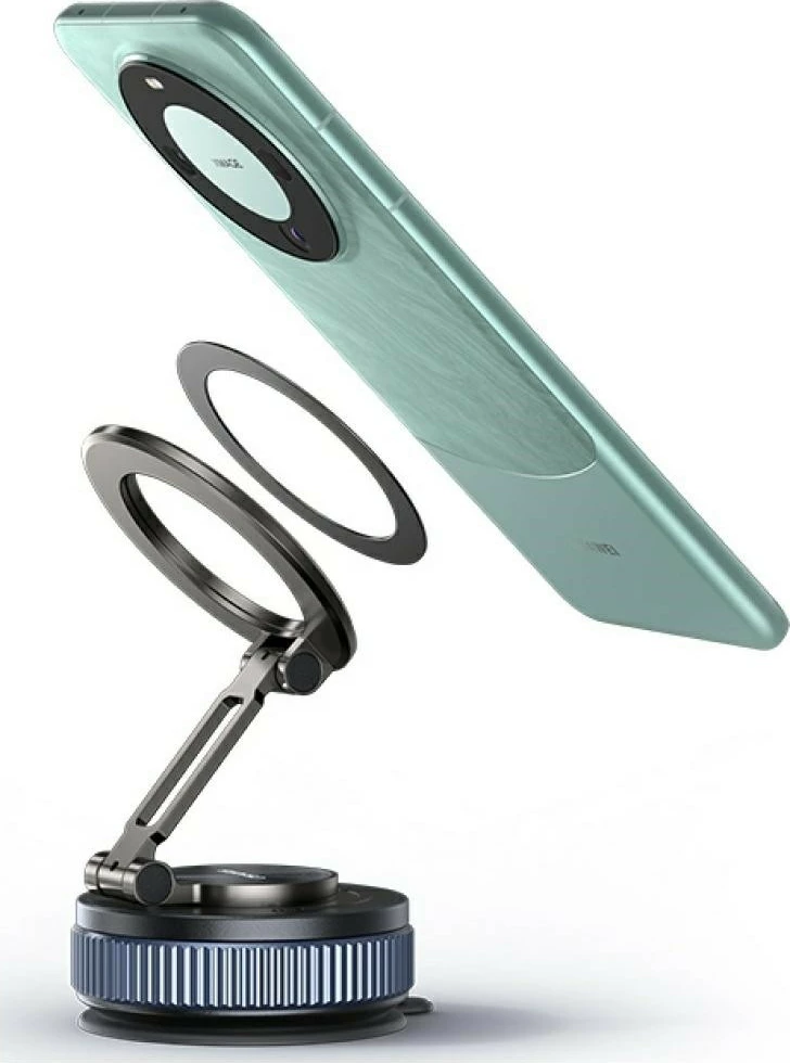 Magnetno avto držalo, montaža na rešetko prezračevalnika, 360° vrtenje, za pametne telefone 4–7" , USAMS ZJ084, z 2 kovinskima ploščicama, črno