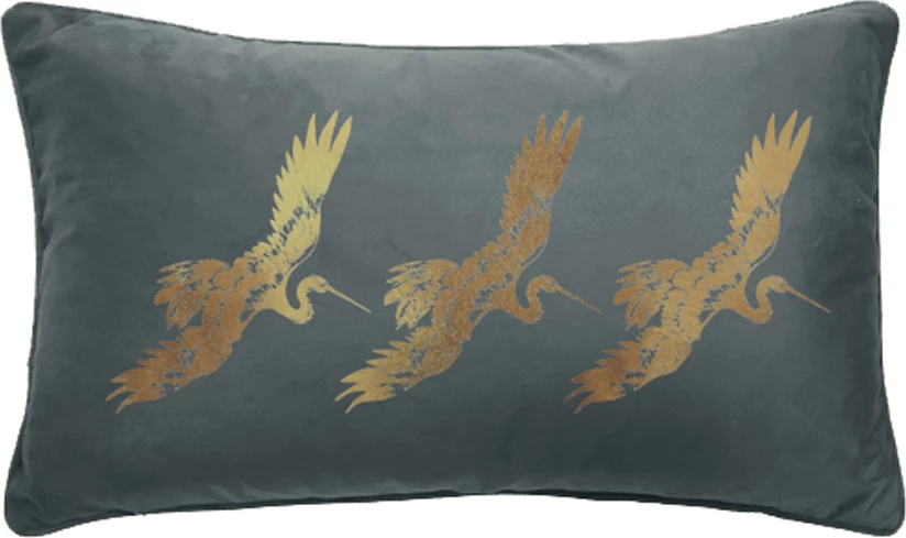 Okrasna blazina, žamet, siva z zlatimi detajli, 30x50 cm CREYR